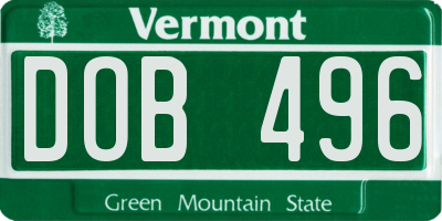 VT license plate DOB496
