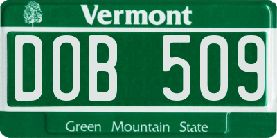 VT license plate DOB509