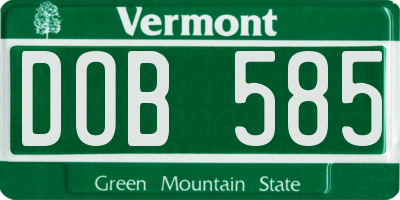 VT license plate DOB585