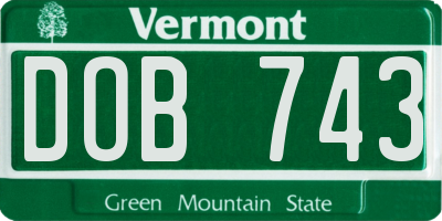 VT license plate DOB743