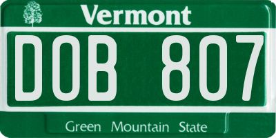 VT license plate DOB807