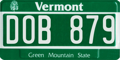 VT license plate DOB879