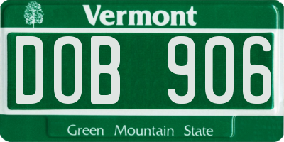 VT license plate DOB906