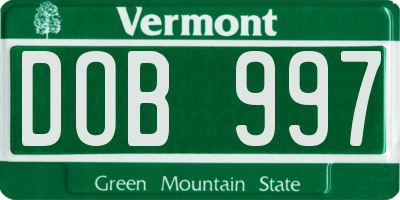 VT license plate DOB997