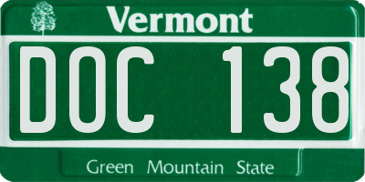 VT license plate DOC138