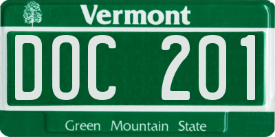 VT license plate DOC201