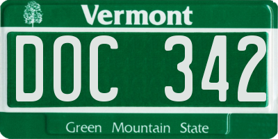 VT license plate DOC342