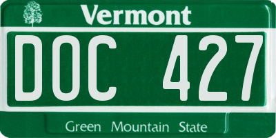 VT license plate DOC427