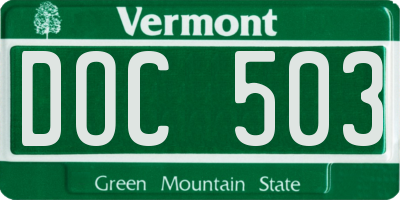 VT license plate DOC503