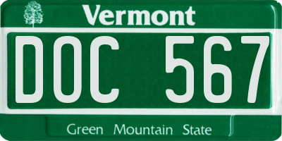 VT license plate DOC567