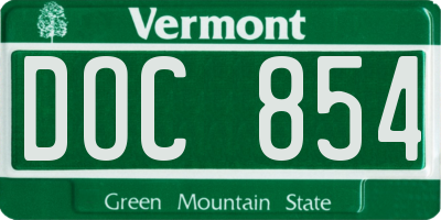 VT license plate DOC854