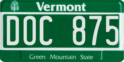 VT license plate DOC875