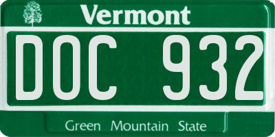 VT license plate DOC932
