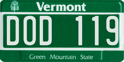 VT license plate DOD119