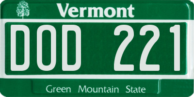 VT license plate DOD221