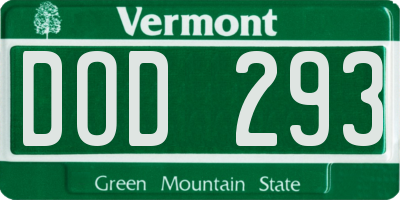 VT license plate DOD293