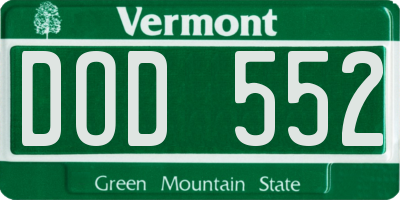 VT license plate DOD552