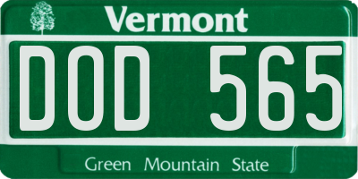 VT license plate DOD565
