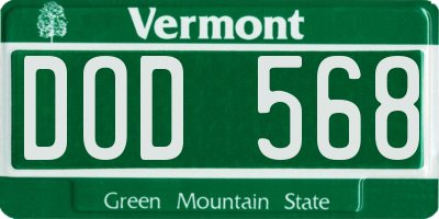 VT license plate DOD568