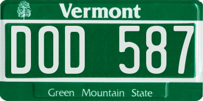 VT license plate DOD587
