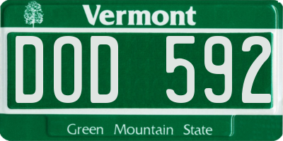 VT license plate DOD592