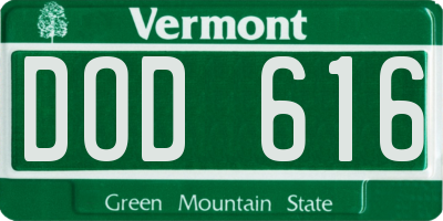 VT license plate DOD616