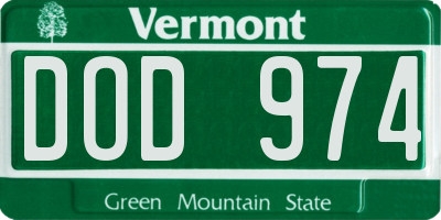 VT license plate DOD974