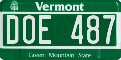 VT license plate DOE487