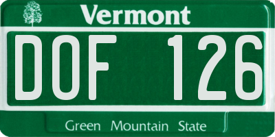 VT license plate DOF126