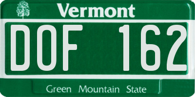 VT license plate DOF162