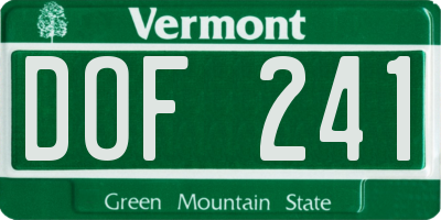 VT license plate DOF241