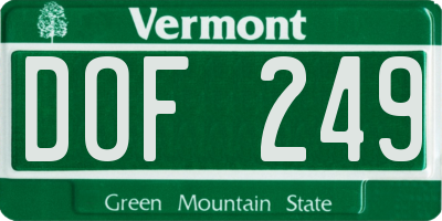 VT license plate DOF249