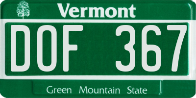 VT license plate DOF367
