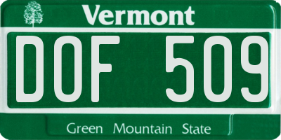 VT license plate DOF509