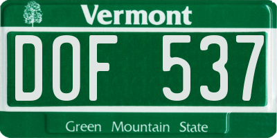 VT license plate DOF537