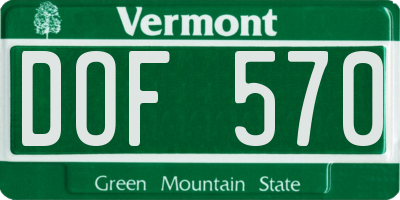 VT license plate DOF570