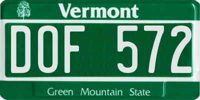 VT license plate DOF572