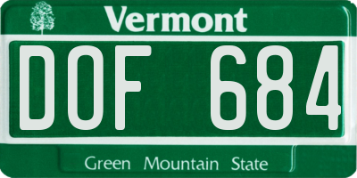 VT license plate DOF684