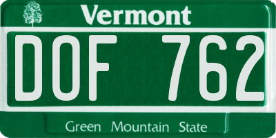 VT license plate DOF762