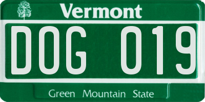 VT license plate DOG019
