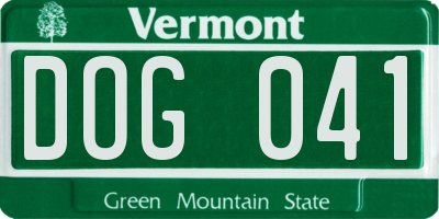VT license plate DOG041