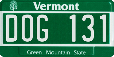 VT license plate DOG131