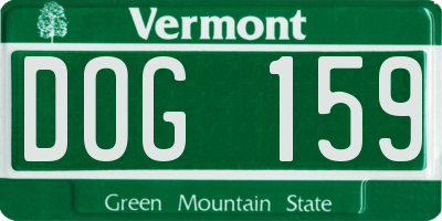 VT license plate DOG159