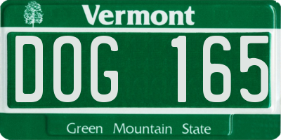 VT license plate DOG165