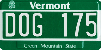 VT license plate DOG175