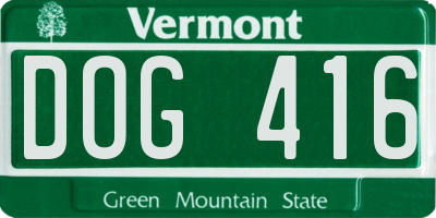 VT license plate DOG416