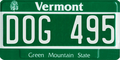 VT license plate DOG495