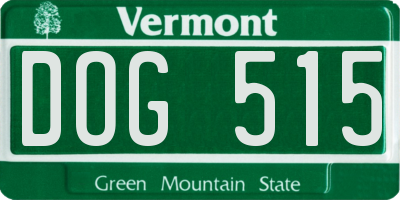 VT license plate DOG515