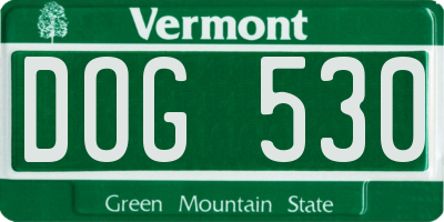 VT license plate DOG530