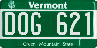 VT license plate DOG621
